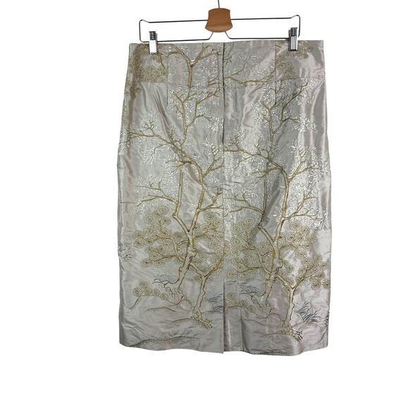 VINTAGE-INSPIRED Custom Satin Pencil Skirt – Oriental Tree Knee Length – 14 Plus - Picture 3 of 7